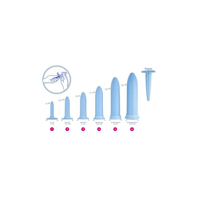 VELVI - kit complet bleu avec 6 dilatateurs SOFT