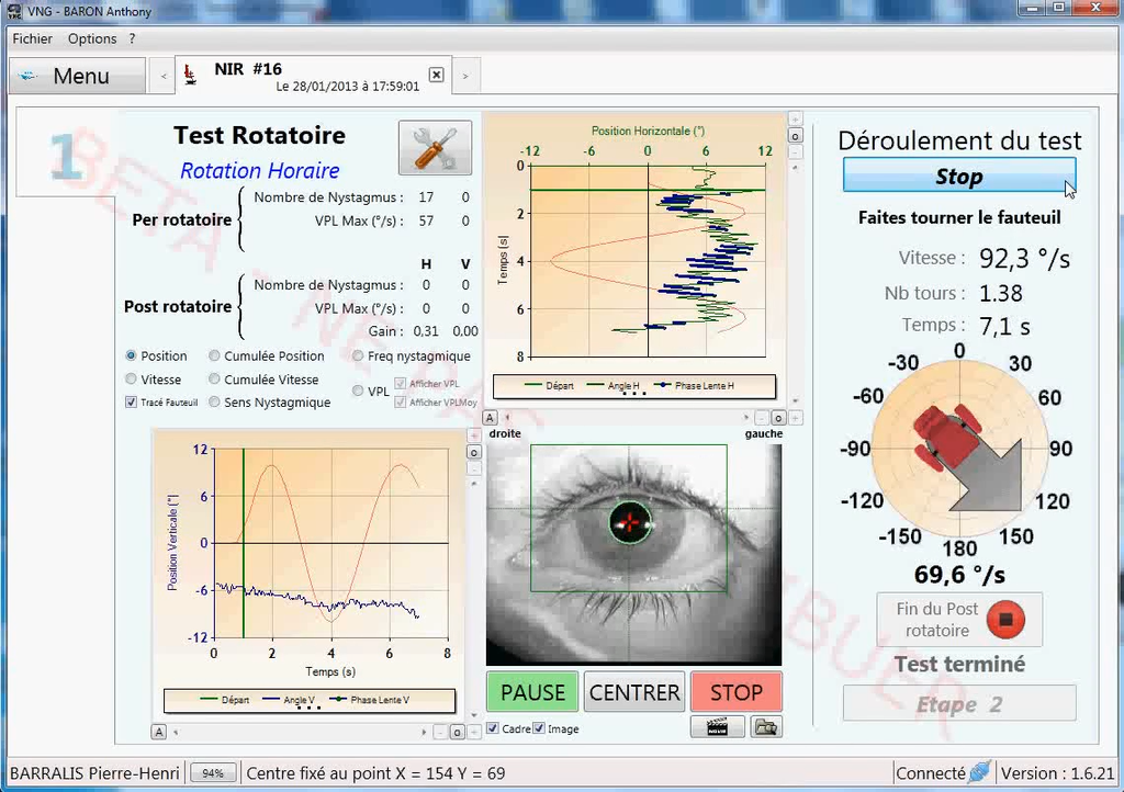 Logiciel VNG2 Framiral Nystagmographie Version Kiné