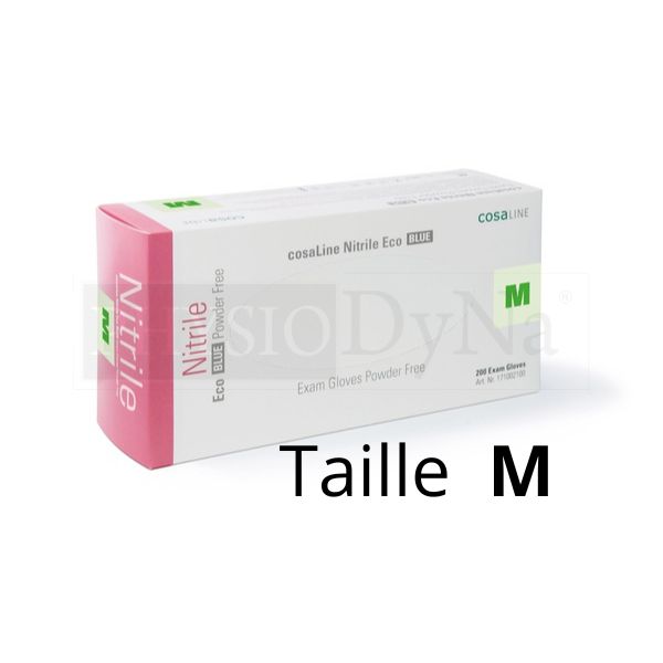 Boîte de 200 gants nitrile bleus Taille M non poudrés