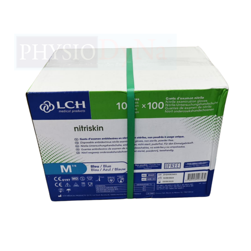 [29420B] Carton de 10 Boîtes de 100 gants nitrile non poudrés bleus taille M
